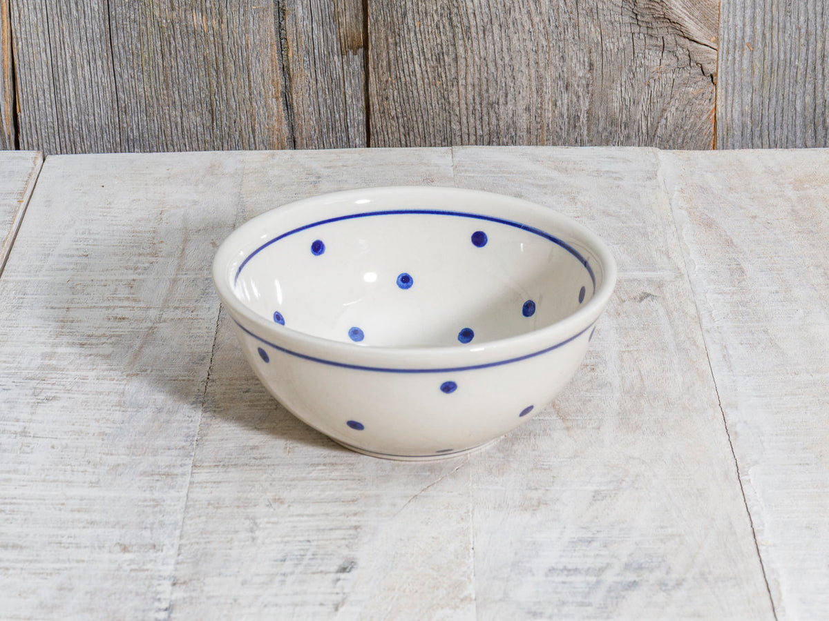 Müslischale Keramik weiß blaue Punkte 13cm
