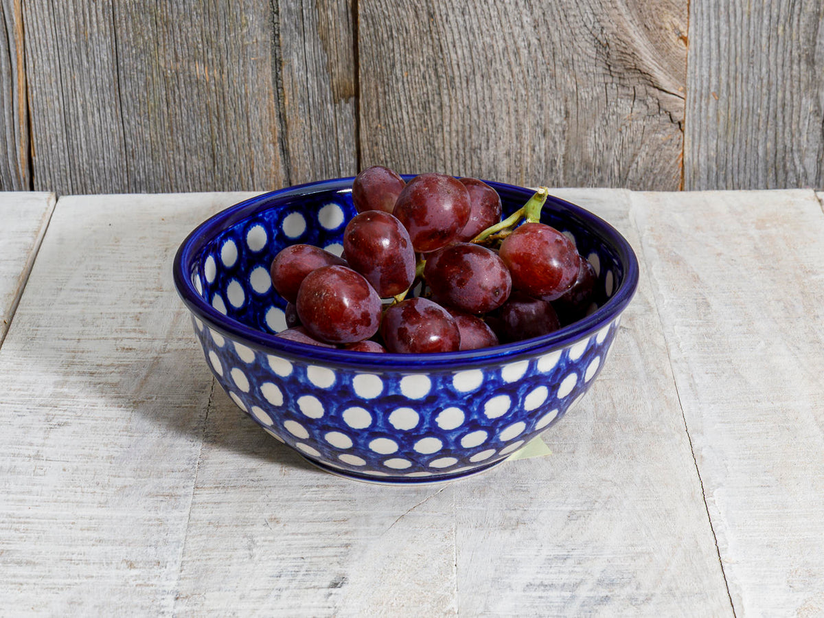 Keramikschlüssel blau weiße Punkte 16cm
