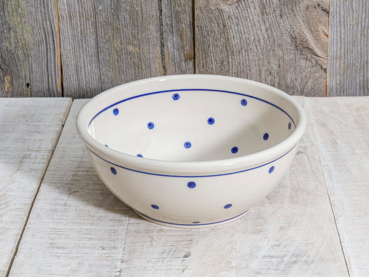 Keramikschale weiß blaue Punkte 20cm