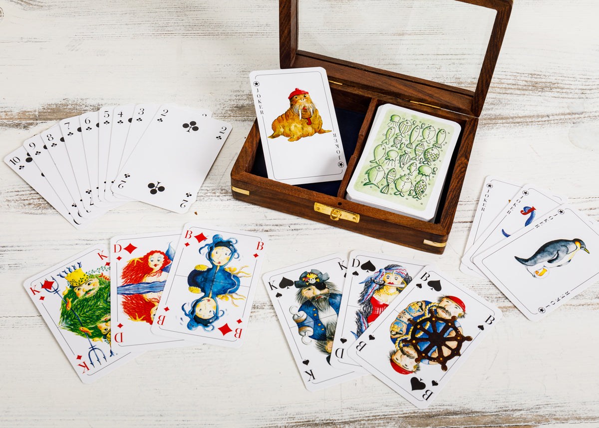 Rommé Kartenspiel maritimes Blatt