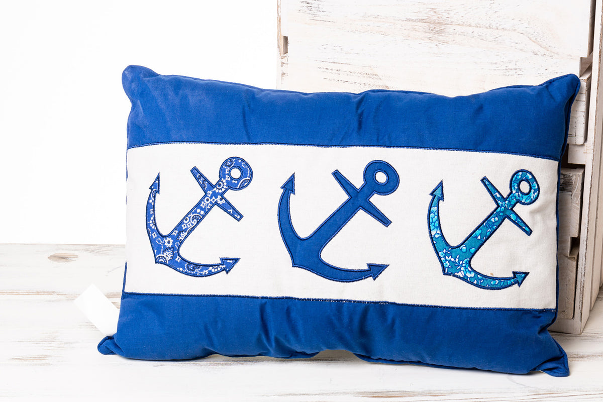 Blau weiß Kissen Anker