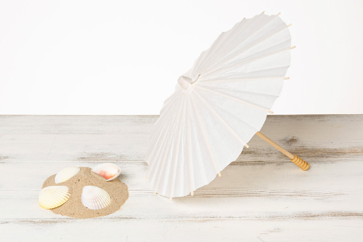 Papier Sonnenschirm Deko weiß
