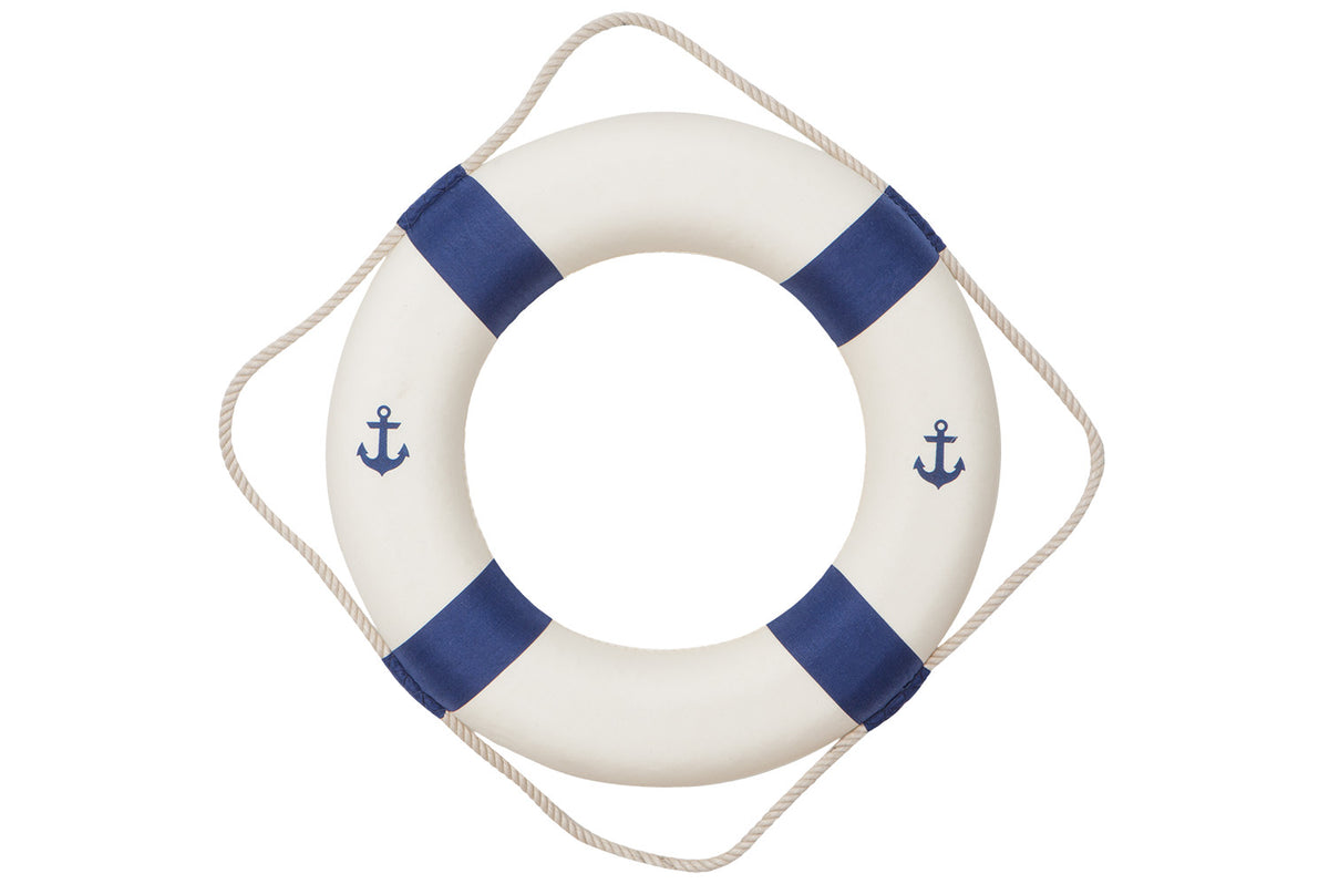 Deko Rettungsring Anker blau und weiss, 50cm