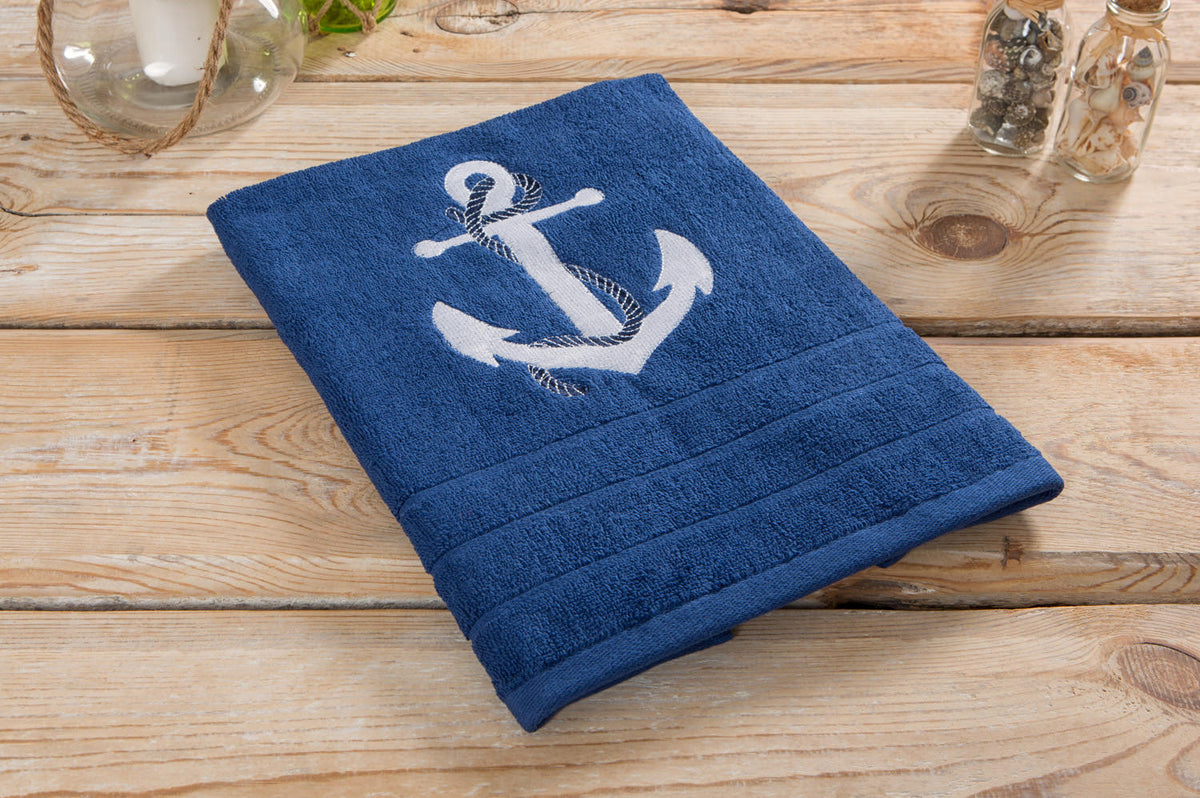 Handtuch blau Baumwolle Anker