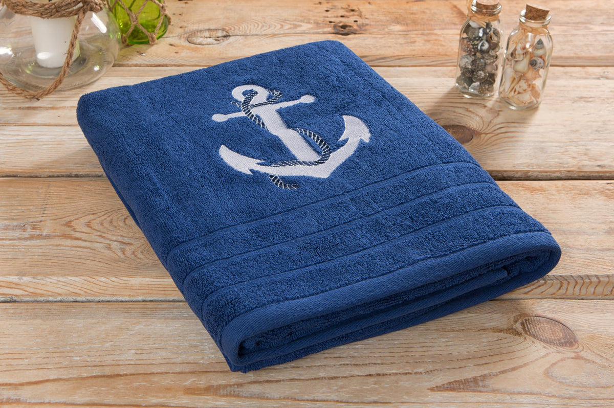 Duschtuch blau Anker