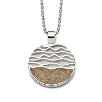 Silber Anhänger Halskette Sand und Welle