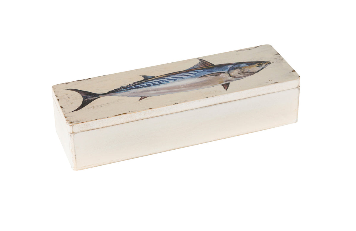 Weiße Holzkiste Fisch