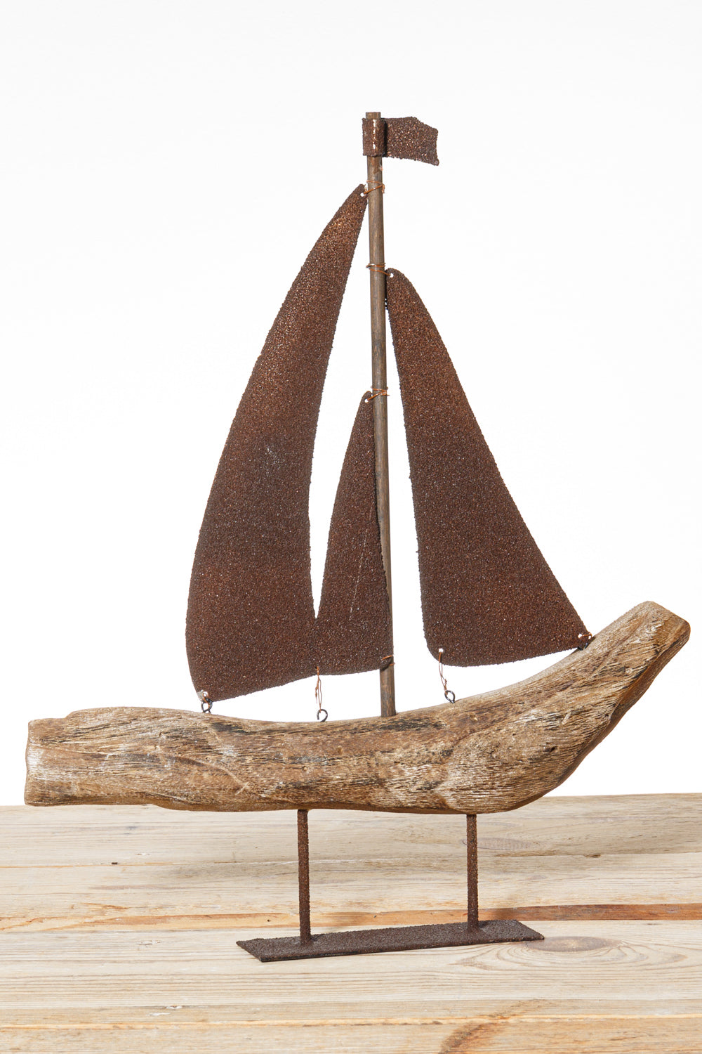 Segelboot Treibholz Metallsegel