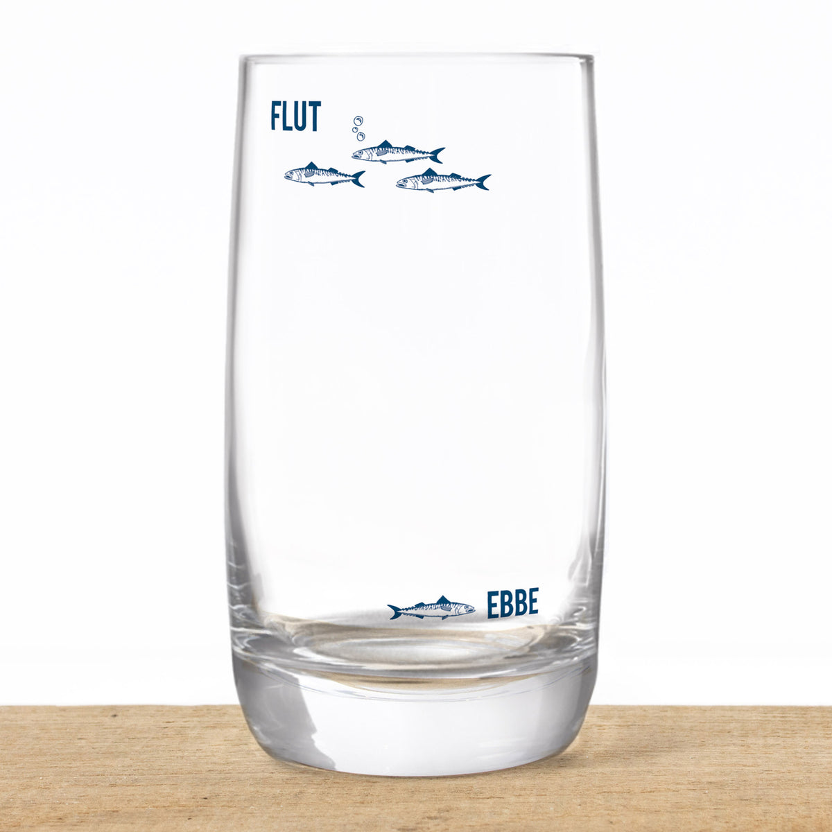 Longdrinkglas mit Gezeiten Anzeige