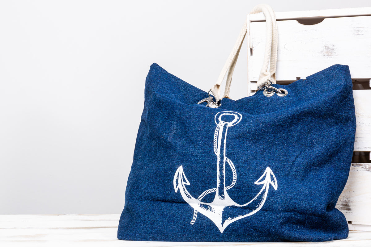 Jeans Look Einkaufstasche Anker