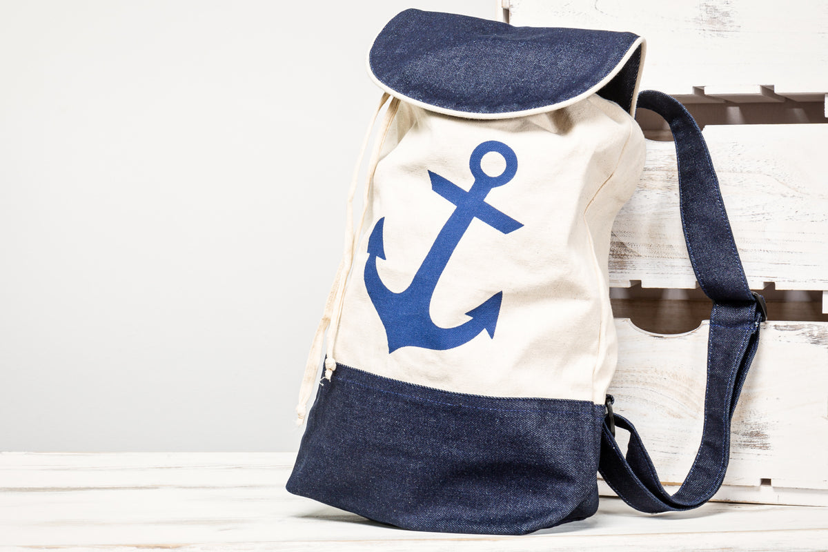 Rucksack Anker beige blau