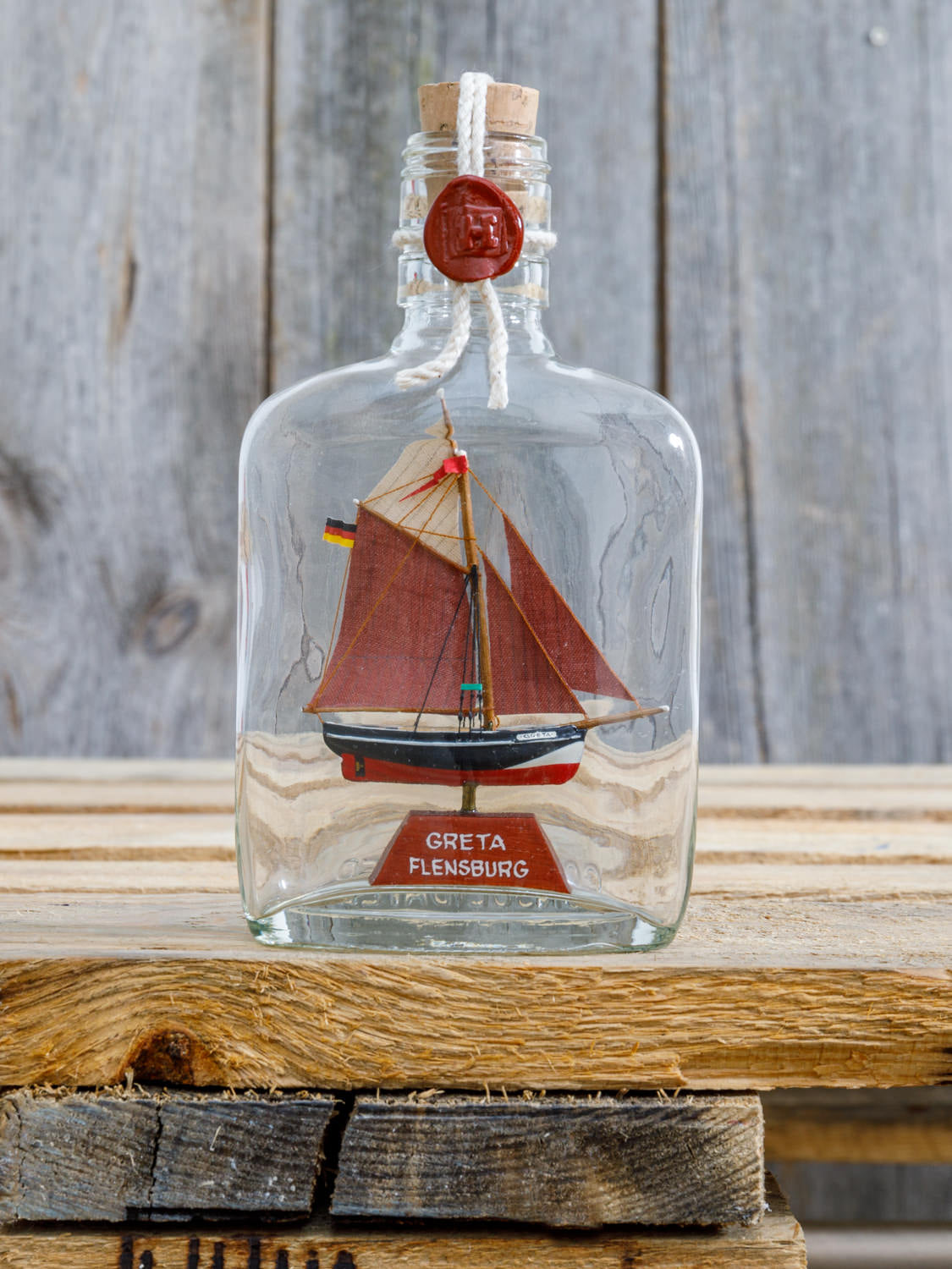 Flaschenschiff Greta Flensburg