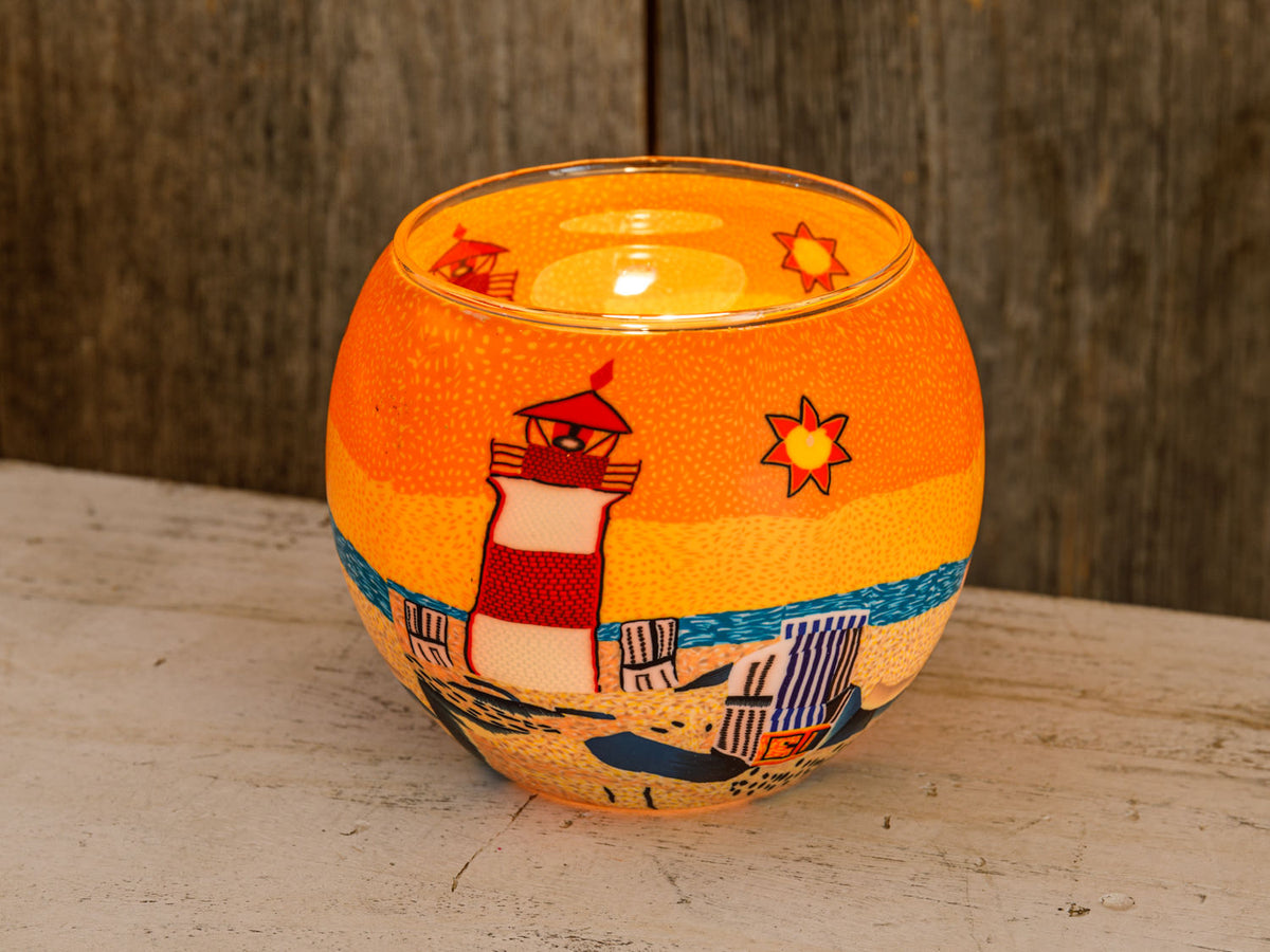 Windlicht Glas Strandmotiv
