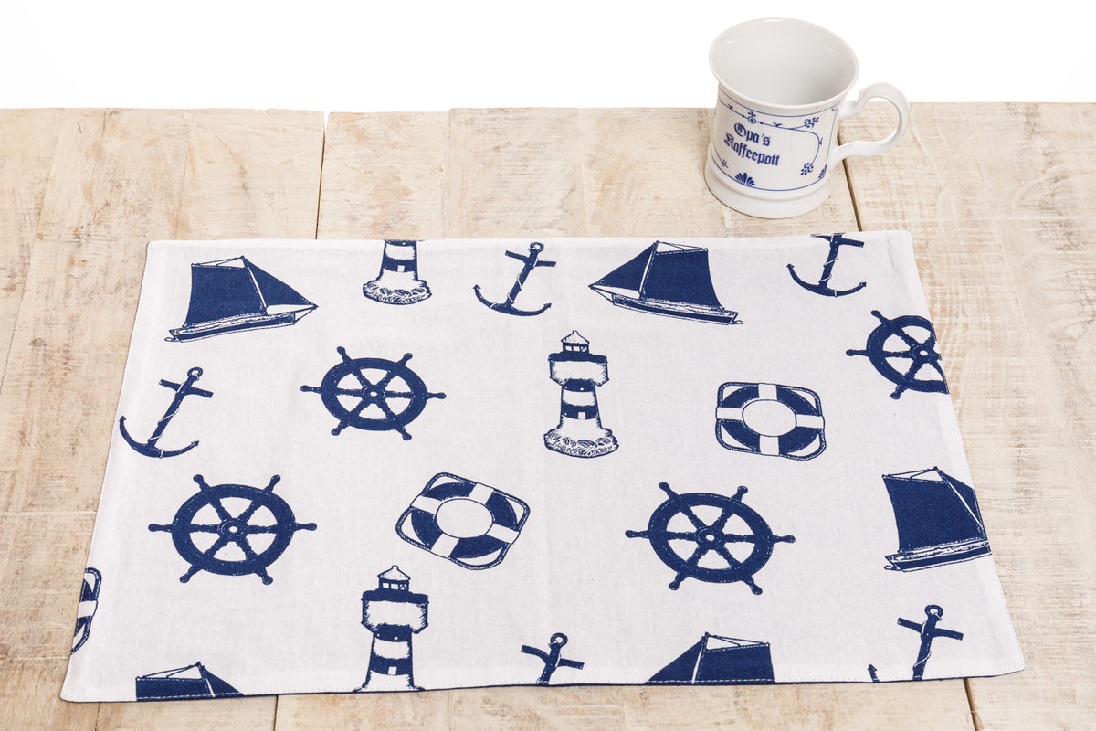 Platzset Tischset Baumwolle blau weiß Seemotive