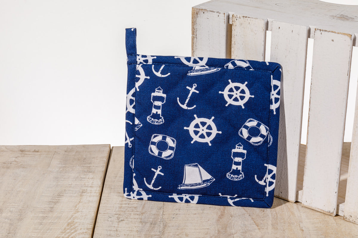 Topflappen blau marine beidseitig