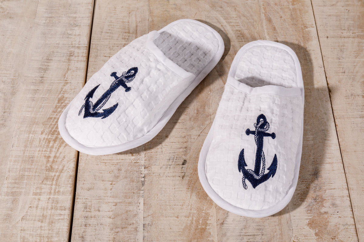 Weiß Anker Badezimmer Slipper