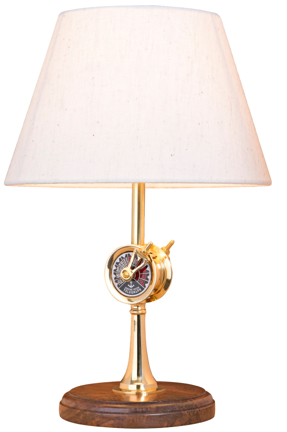 Tischlampe Holzsockel Maschinentelegraph