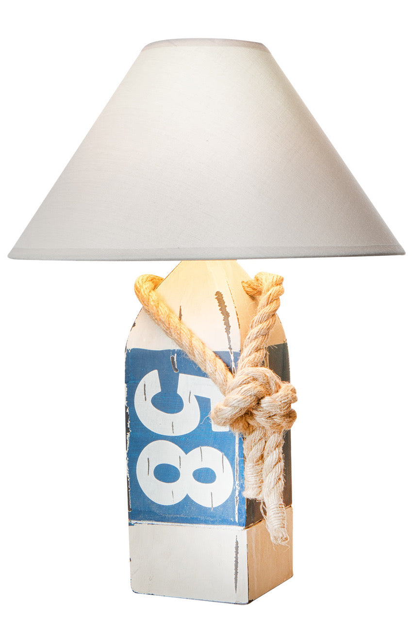 Tischlampe Holzboje 58 weiß blau