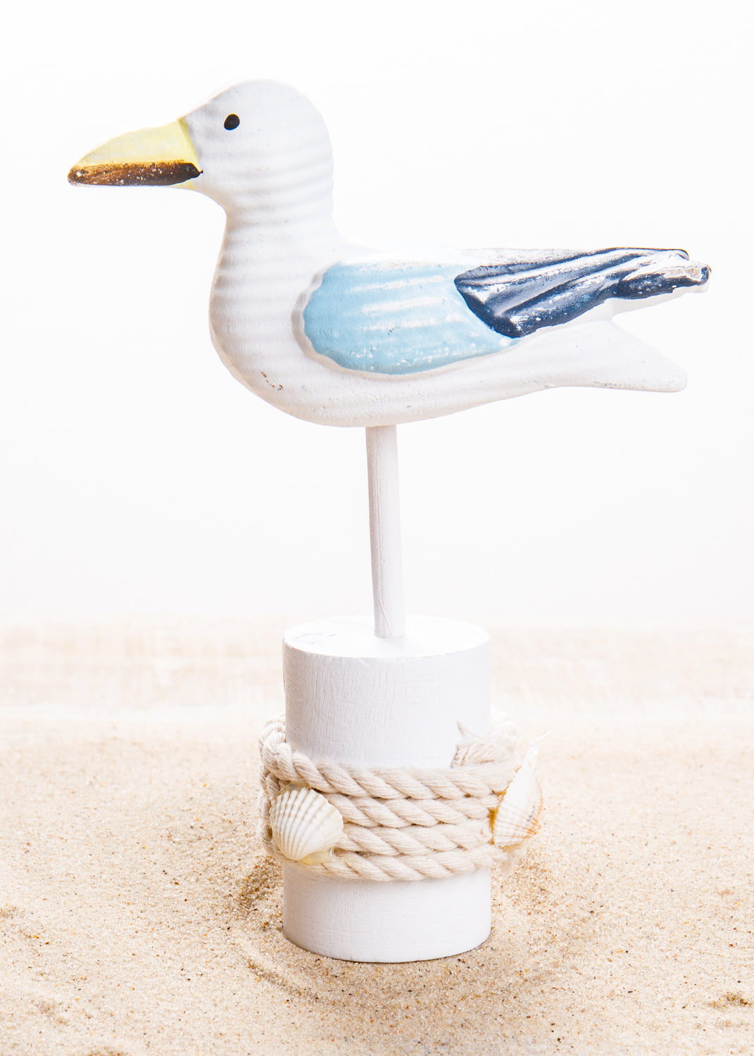 Möwe auf Poller, blau weiß 14cm