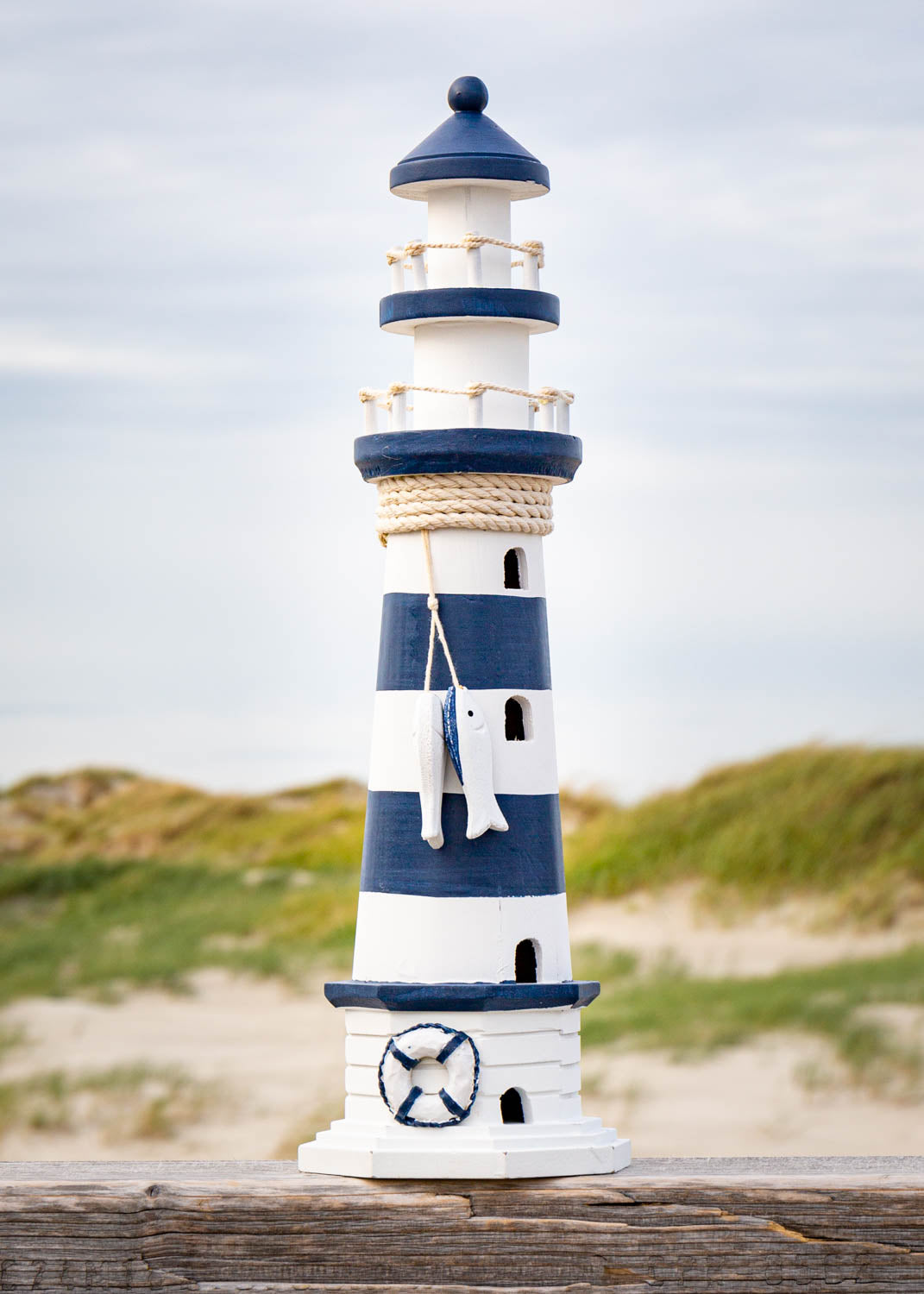 Dekoration Blau weiß Leuchtturm 41cm