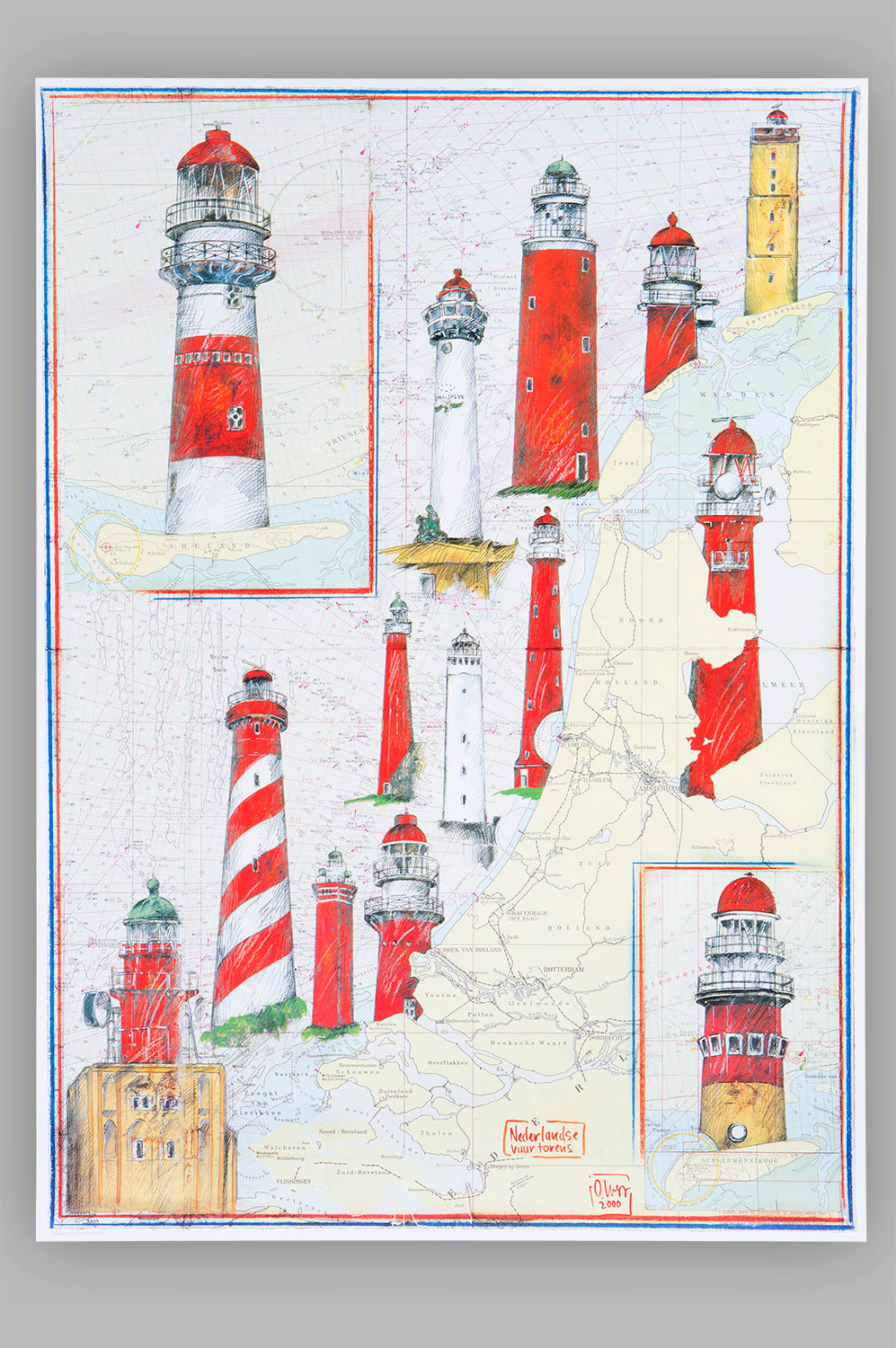 Kunstdruck Ole West, Leuchtturm Niederlande