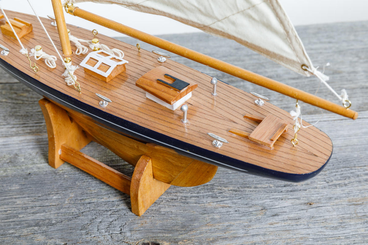 Deko Segelyacht Holz Baumwollsegel 40cm