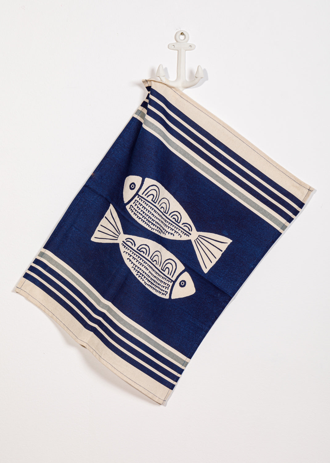 Geschirrtuch Baumwolle Fische blau und weiß