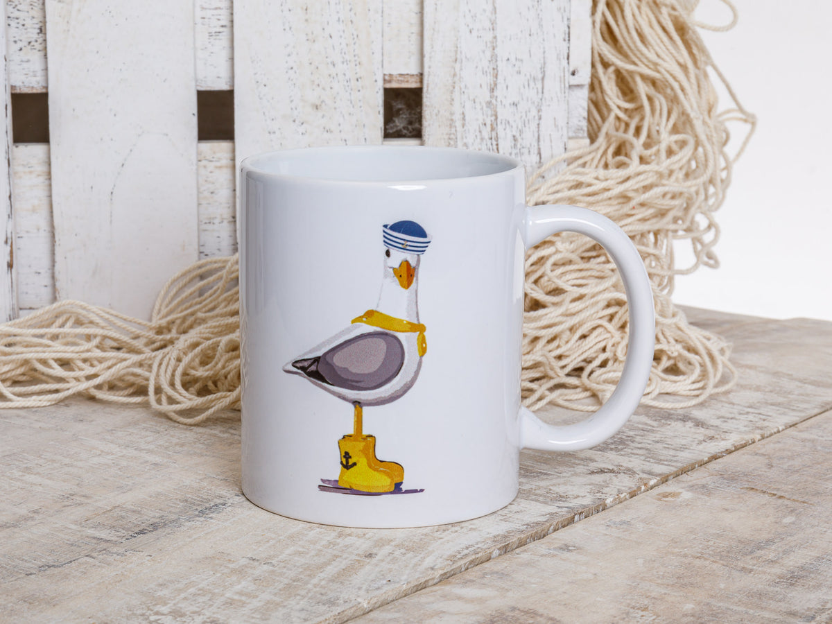 Becher Keramik Möwe Matrosenmütze