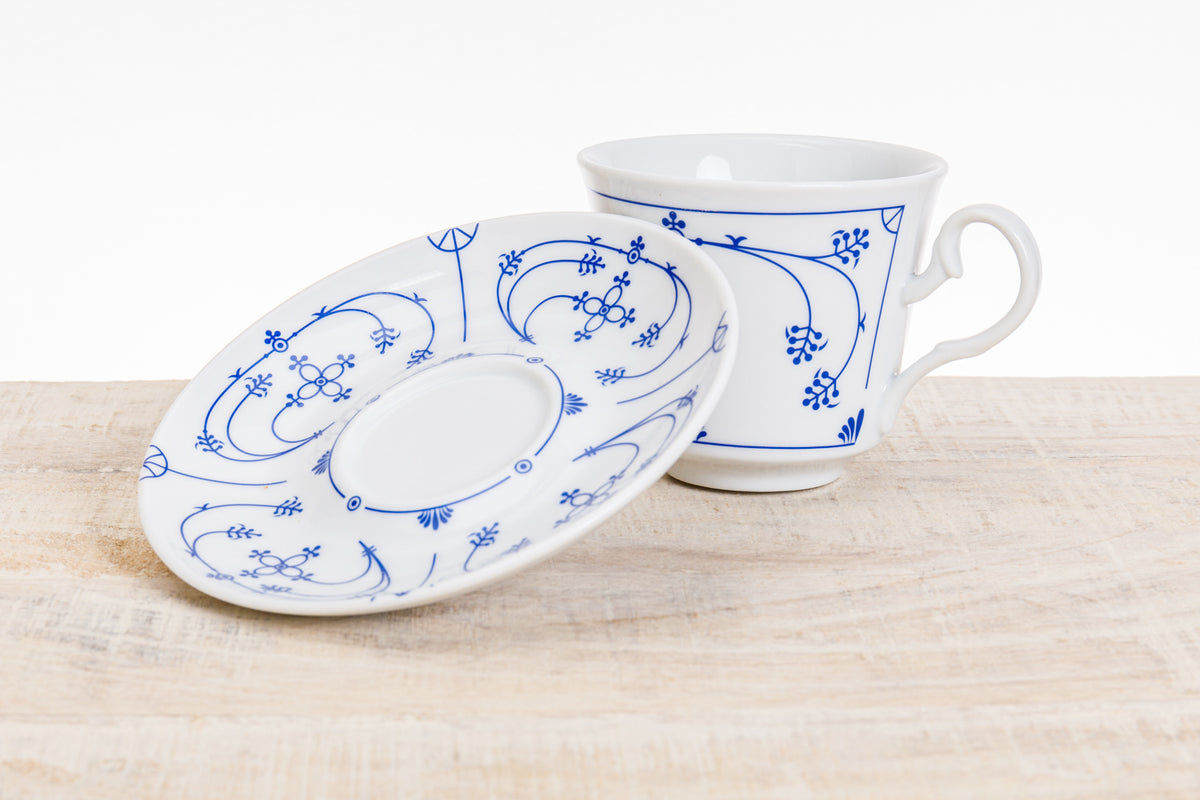 Kaffeetasse mit Untertasse indisch blau