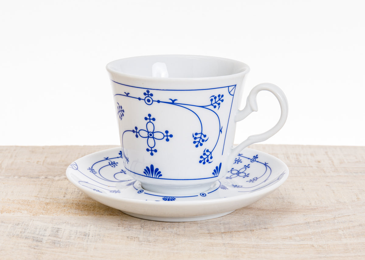 Kaffeetasse mit Untertasse indisch blau