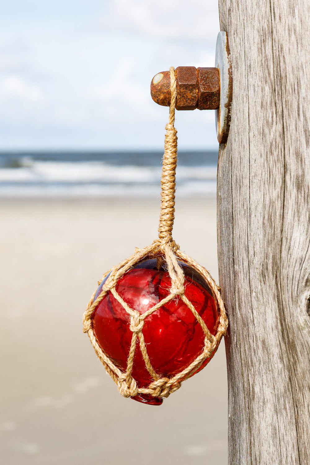 Deko Fischerkugel Glas rot, 7,5cm