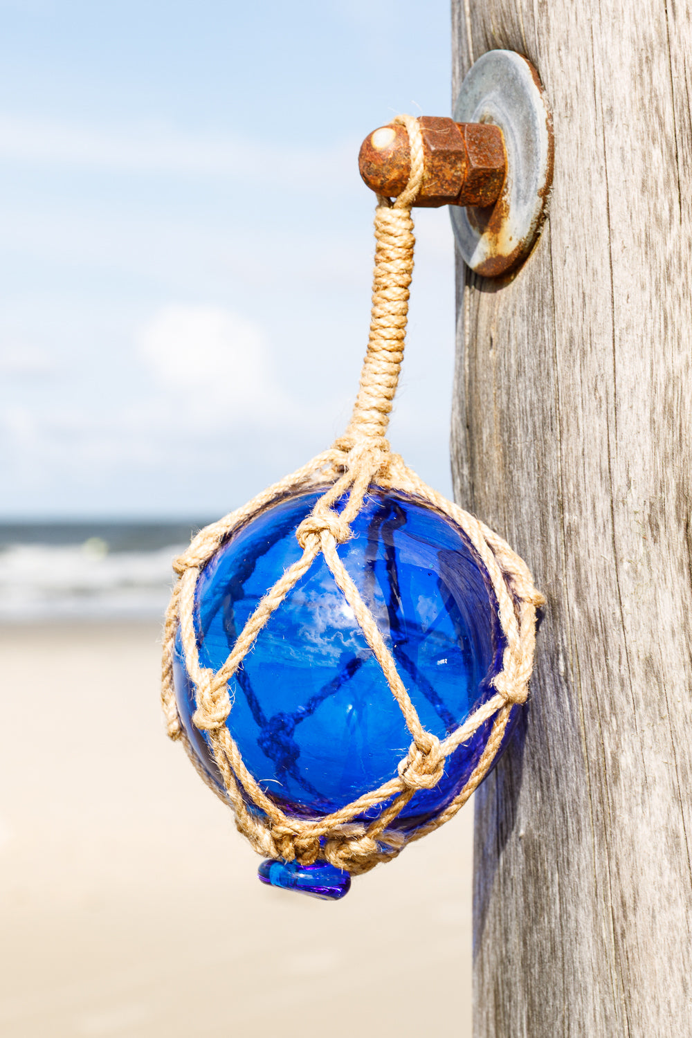 Fischerkugel Glas blau, 10cm