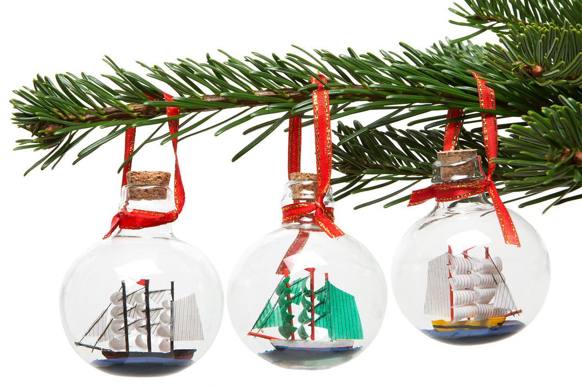 Christbaumkugeln Segelschiffe, 3er-Set