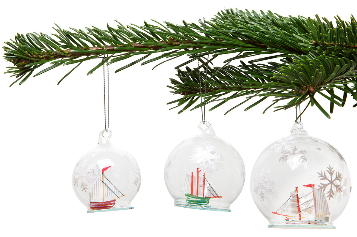 Christbaumkugel Segelschiff 3er Set