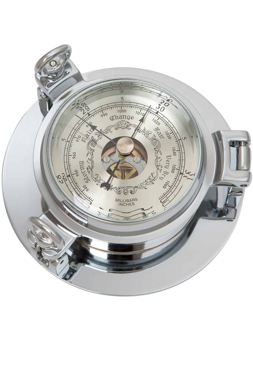 Bullauge, Barometer, verchromt, 14cm