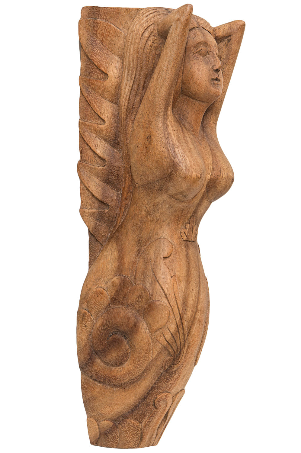 Holz Galionsfigur Nixe Natur