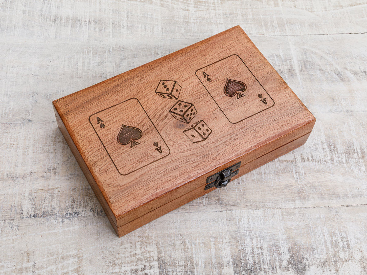 Spielkarten 110 Karten Würfel Holzbox