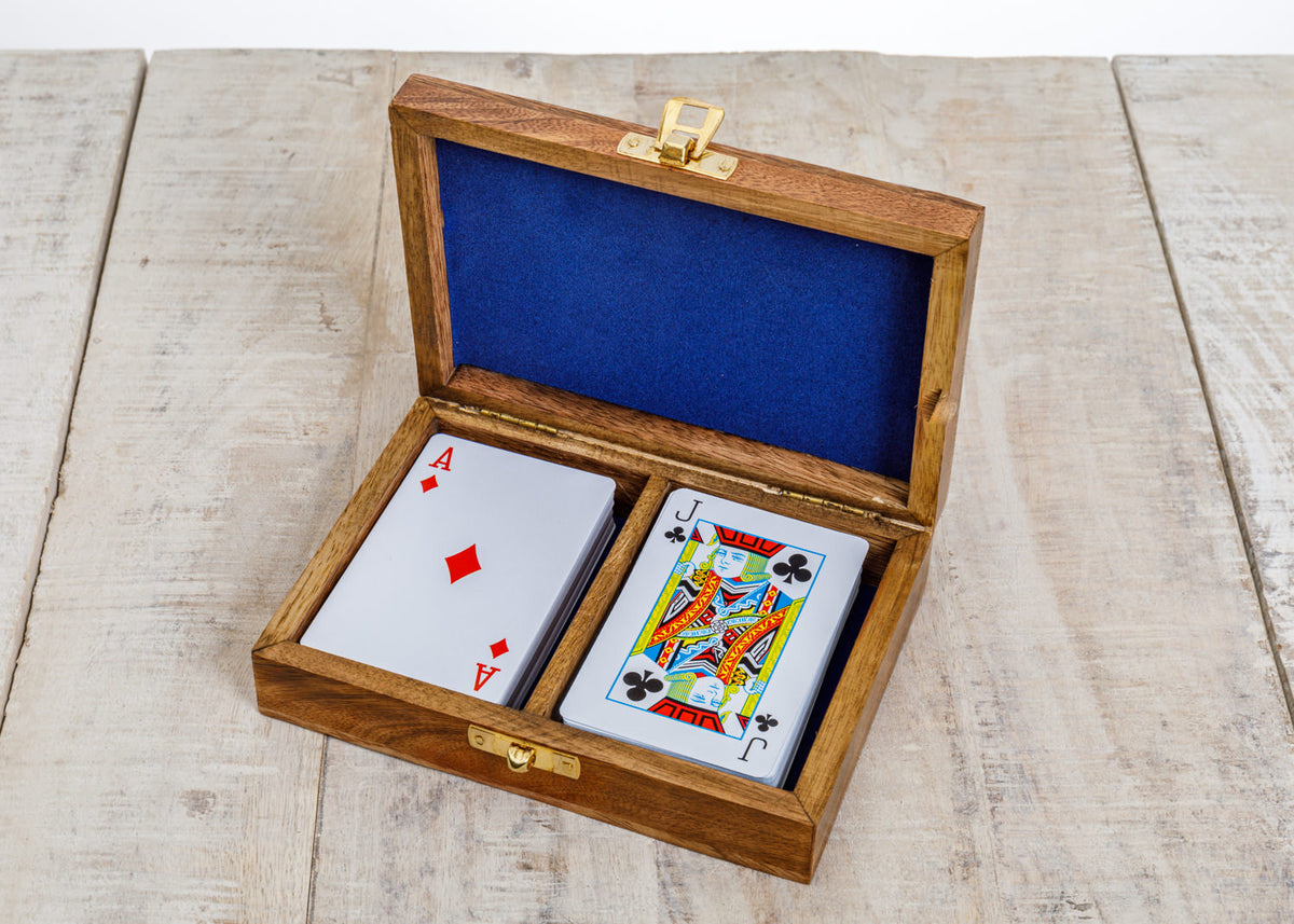 Doppeltes Kartenspiel Holzbox