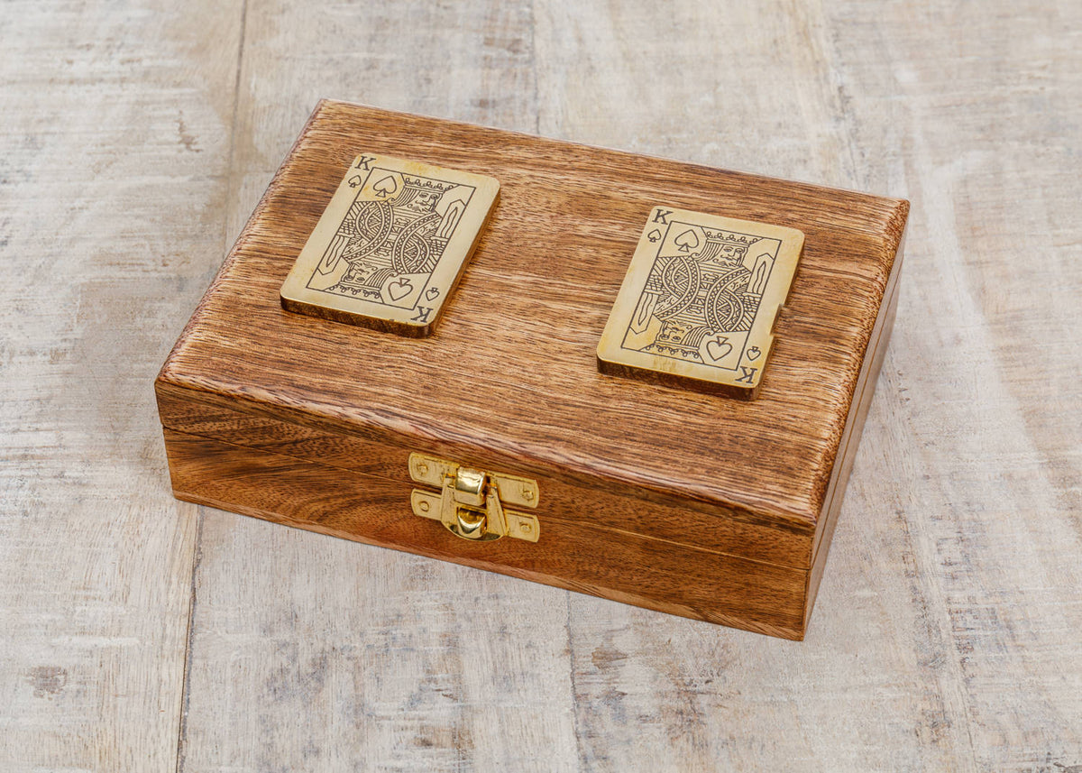 Doppeltes Kartenspiel Holzbox
