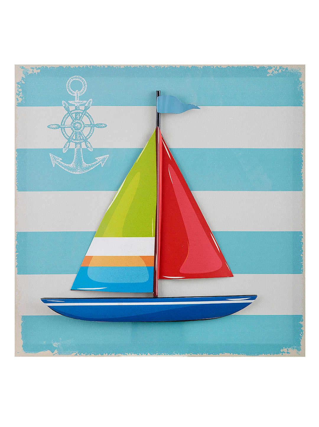 Bild buntes Segelboot, blau