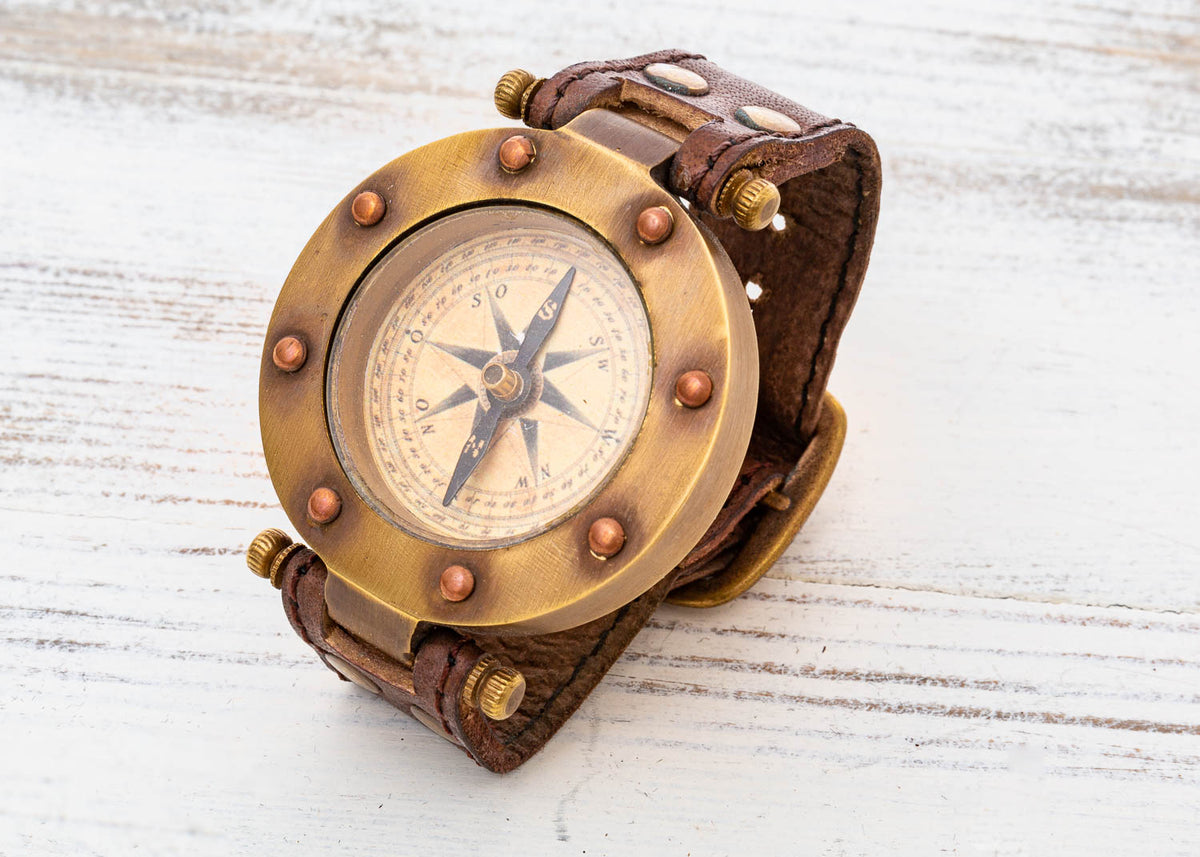 Armband Leder Kompass