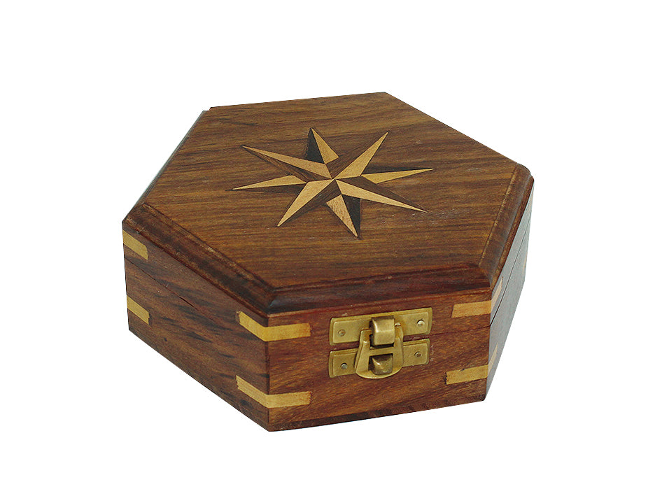 Holzbox, klein, Windrose