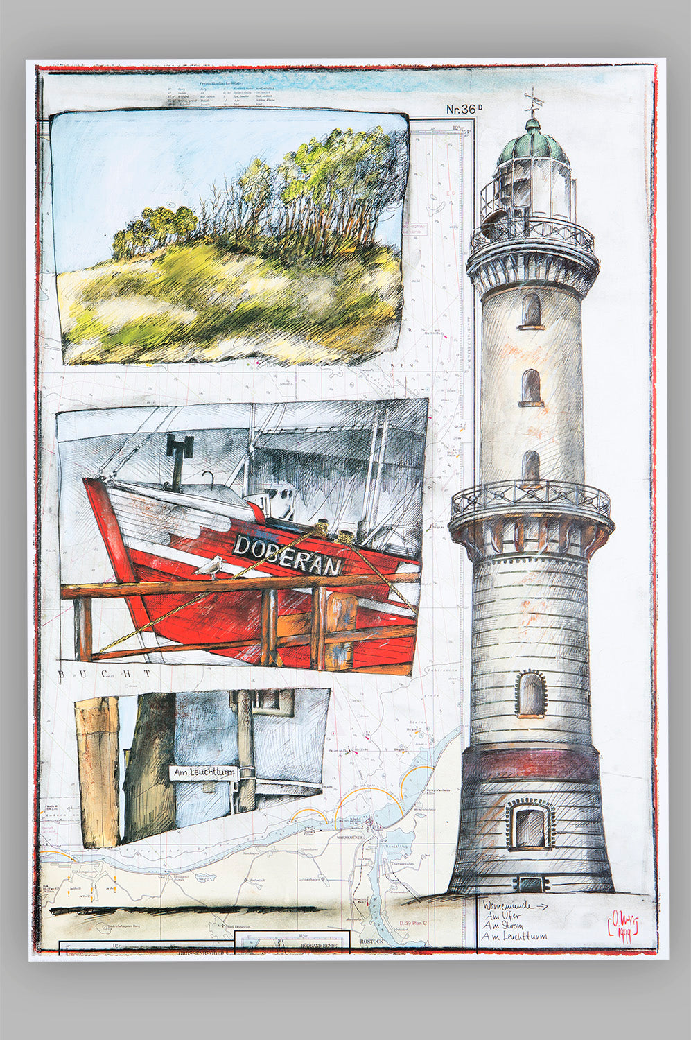 Kunstdruck Warnemünde, Leuchtturm