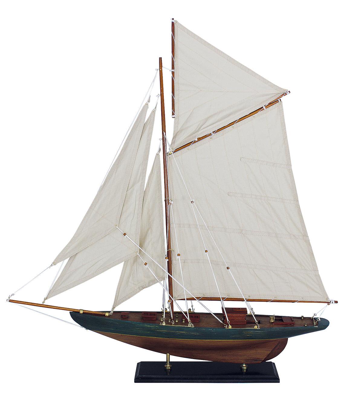 Dekoration Modell Segelschiff blau braun Vintage