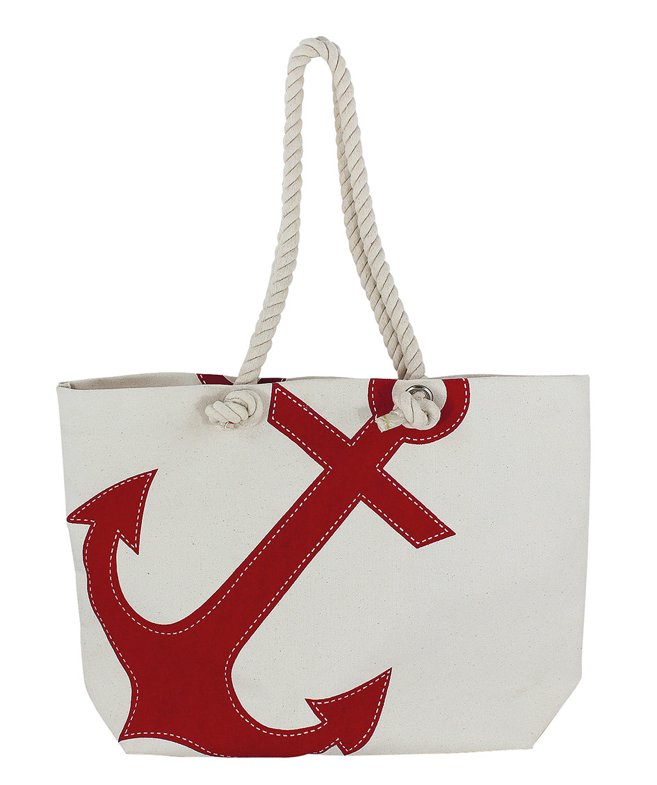 Shopping Tasche Anker beige rot
