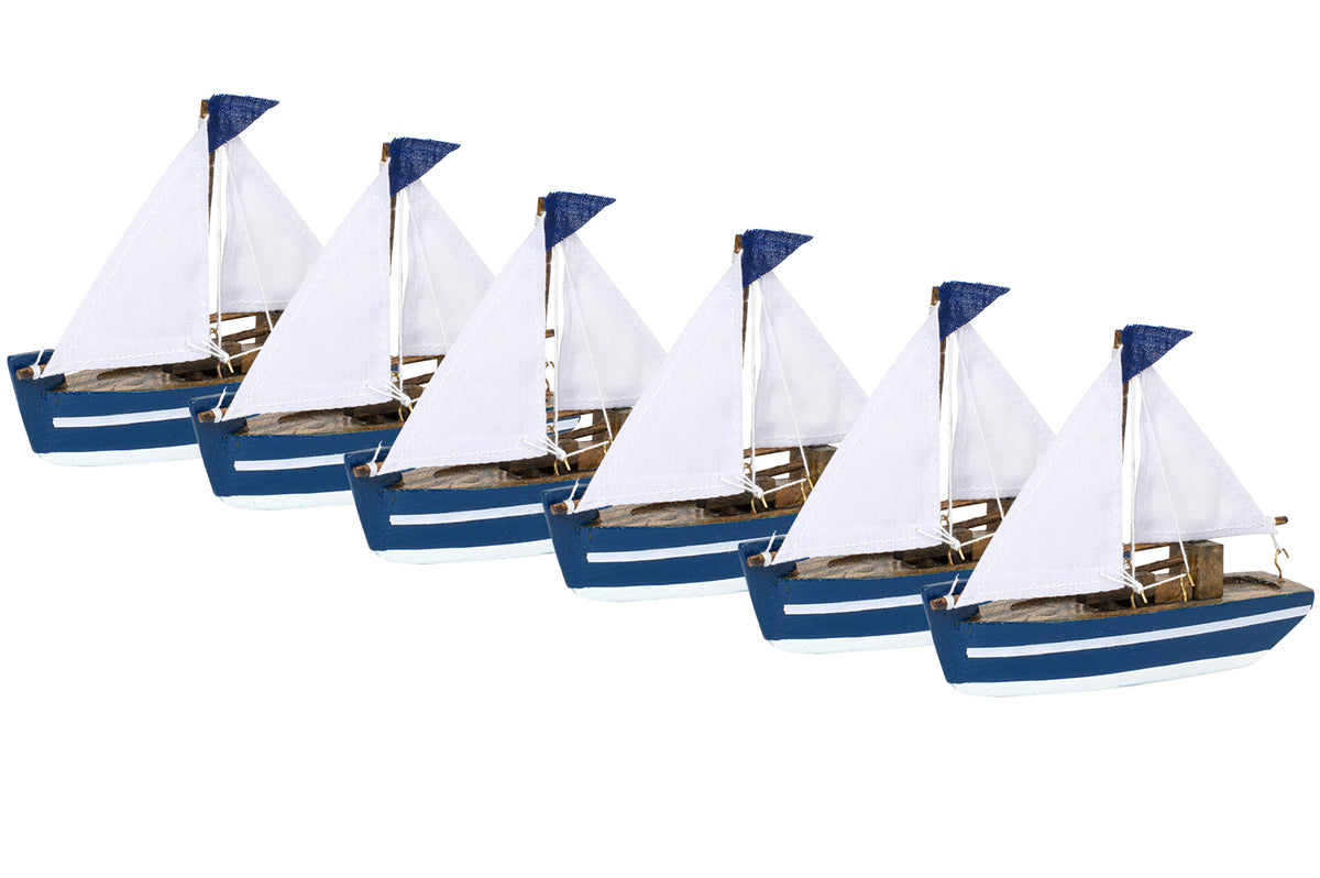 Kleine Segelboote blau Deko 6 Stk.