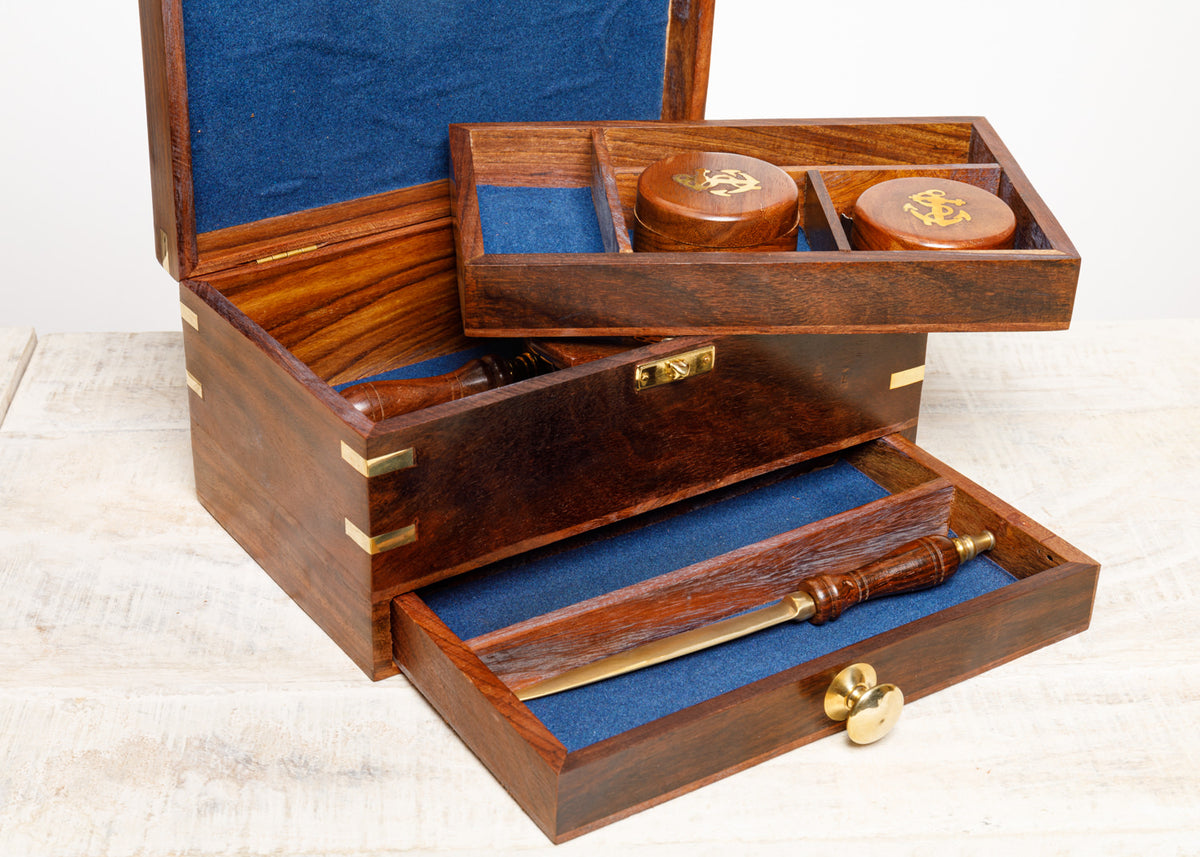 Schreibtischset Holz antik