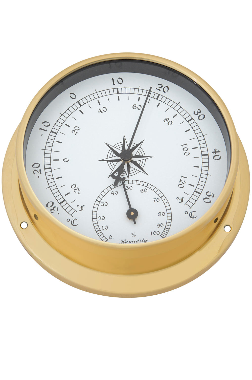 Analog Thermeter Hygrometer rund Messing 11,5cm
