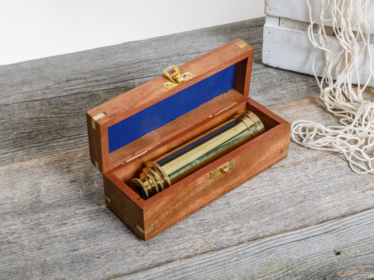 Teleskop aus Messing Holzbox