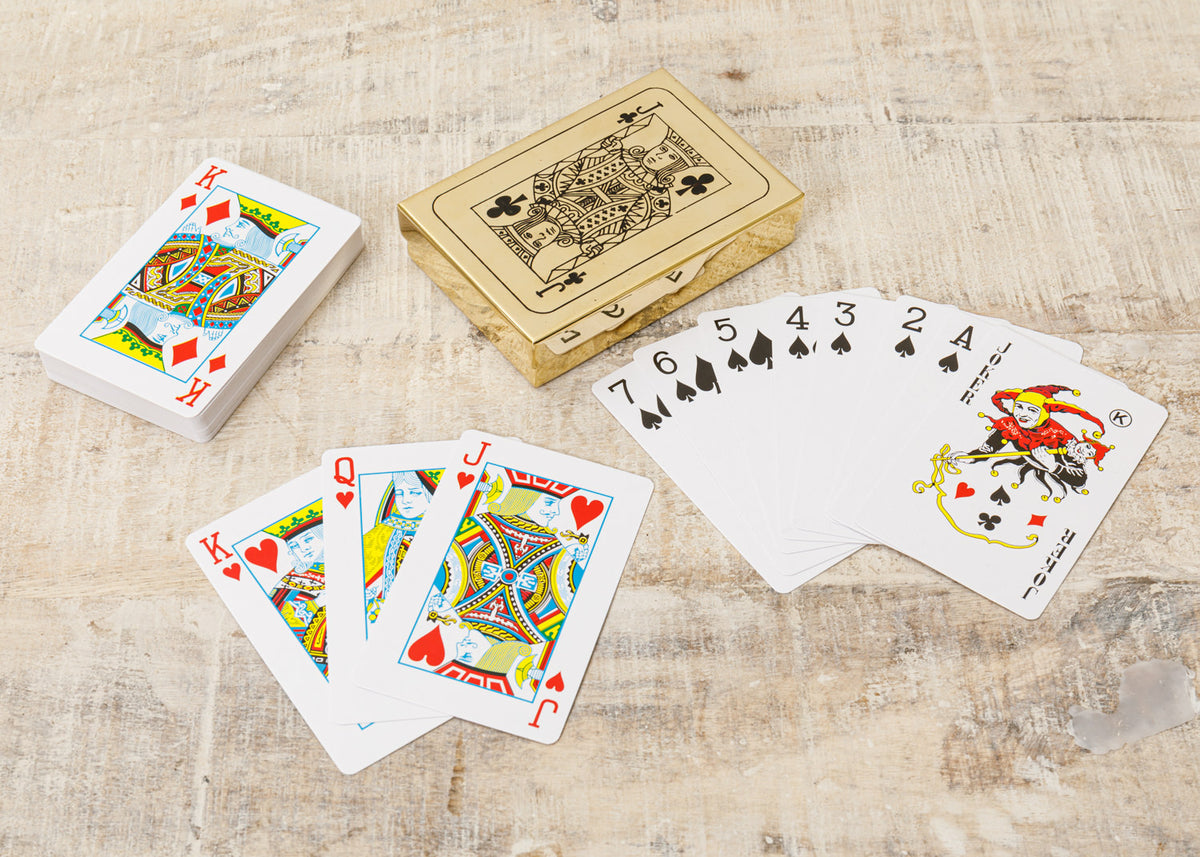 Spielkarten in Box aus Messing